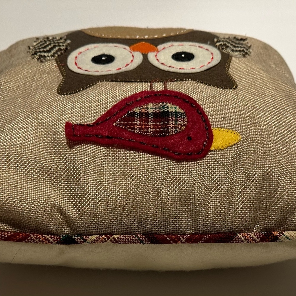 Vintage Square Owl and Bird Decorative Accent Pillow Cottage Core Earth Tones - Picture 4 of 8